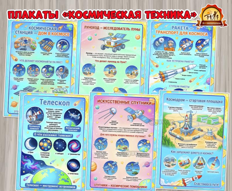 Обучающие плакаты «Космическая техника»  (плакаты)