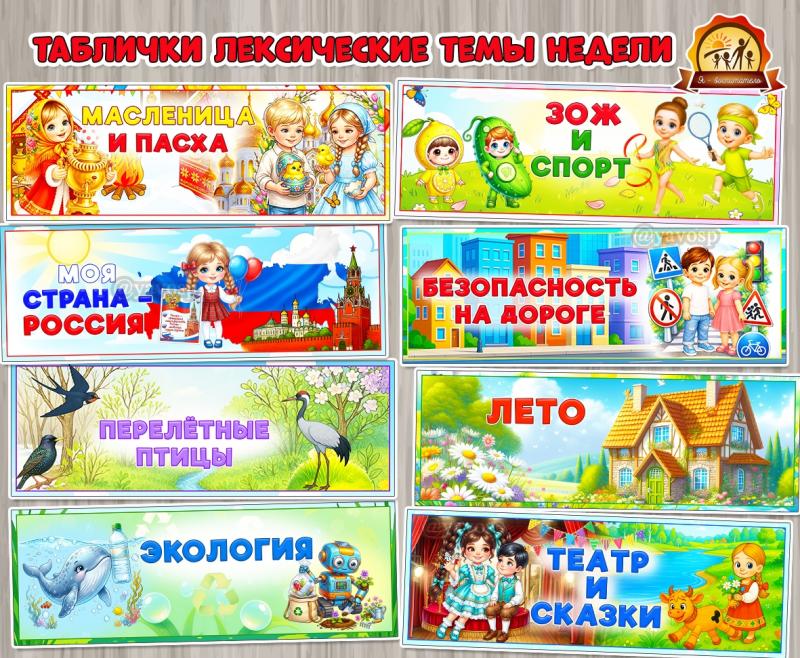 Лексические темы недели  (дни недели, тема недели)