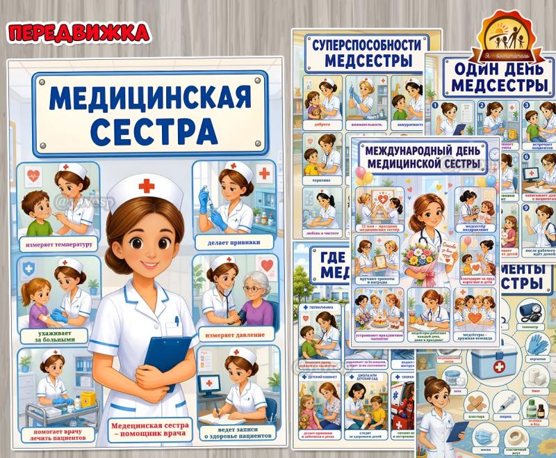 Информационная передвижка для детей о профессии «Медицинская сестра» (передвижка, профессии, день защиты детей, питание детей, права детей)
