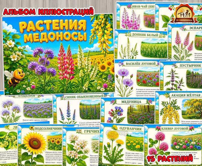 Альбом иллюстраций «Растения медоносы» Альбом иллюстраций «Растения медоносы» (альбом, растения, комнатные растения)