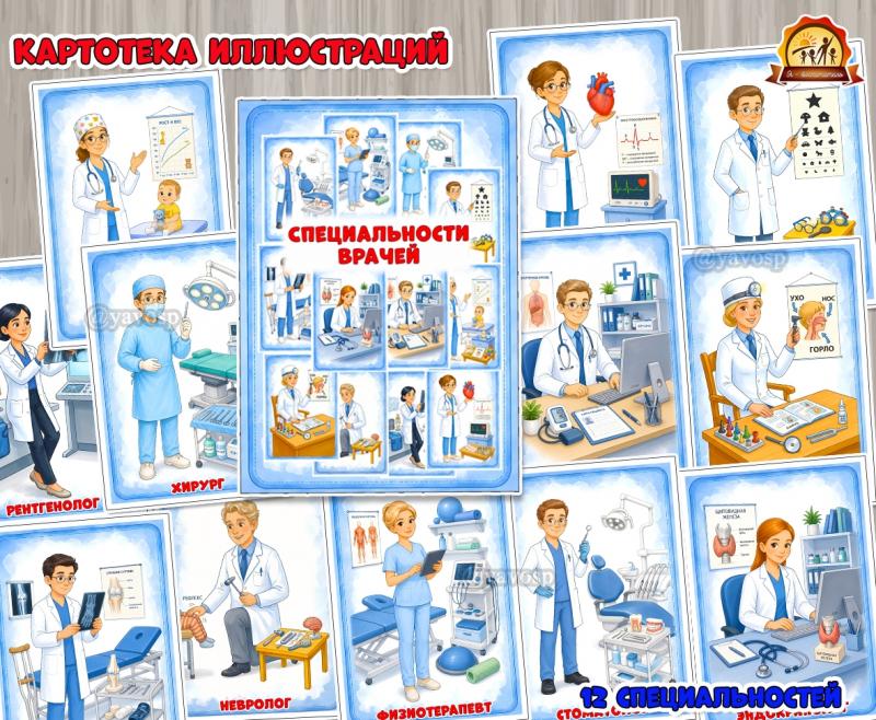Картотека иллюстраций «Специальности врачей» Картотека иллюстраций «Специальности врачей» (картотека)