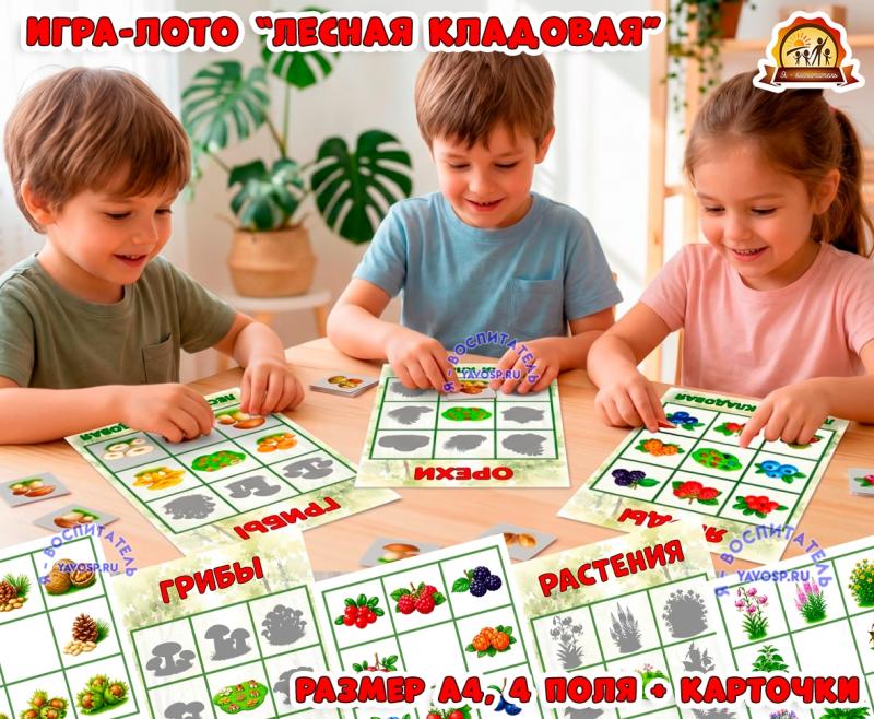 Игра-лото "Лесная кладовая" Игра-лото "Лесная кладовая" (игра, лото, Дидактическая игра, игра на прищепках, игра с фонариком)