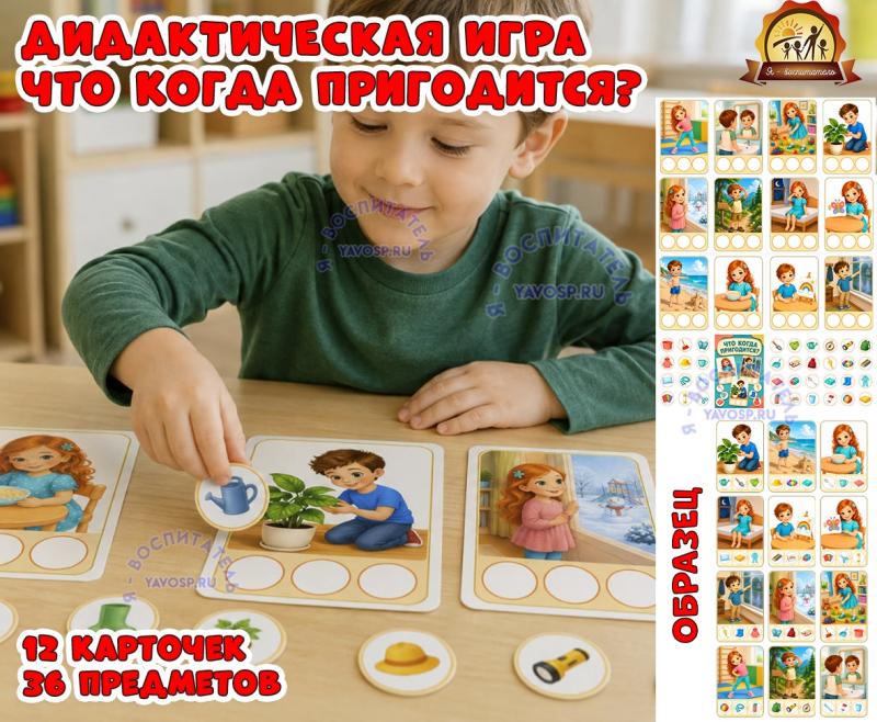 Дидактическая игра "Что когда пригодится?" Дидактическая игра "Что когда пригодится?" (Дидактическая игра, игра, игра на прищепках, игра с фонариком, пальчиковая игра)