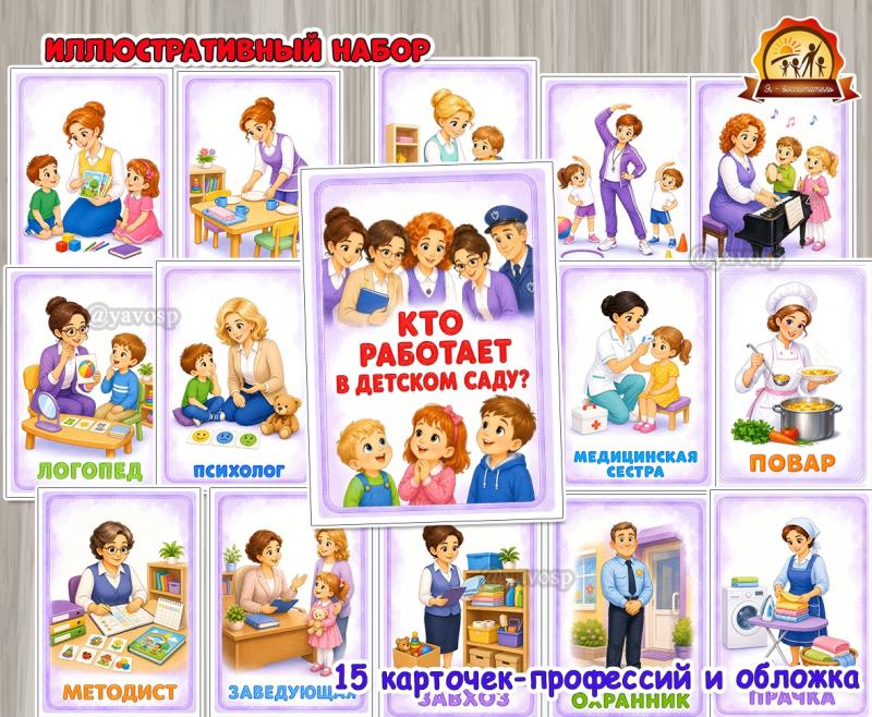 Иллюстративный материал «Кто работает в детском саду?» (наглядный материал)
