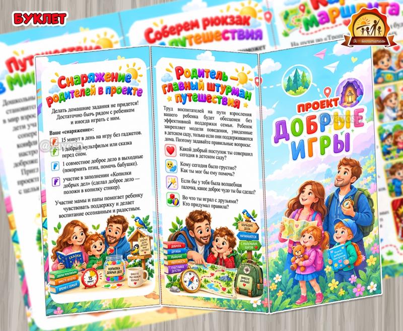 Буклет «Проект Добрые игры» Буклет «Проект Добрые игры» (Буклет, игры, игры на липучках)