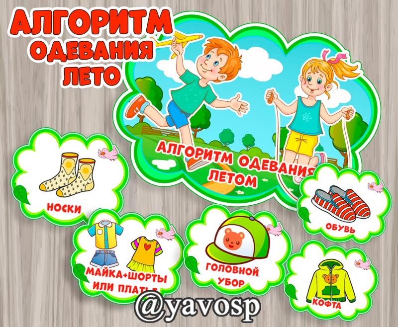 Алгоритм одевания летом Алгоритм одевания летом, детский сад, дошкольник