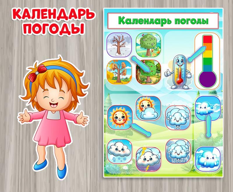 Календарь погоды, погода, наблюдения, детский сад, младшая, средняя, старшая, подготовительная группа